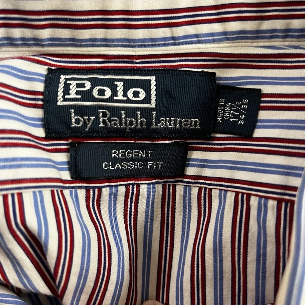 Polo Ralph Lauren Dress‎ Shirt Men 17 1/2  34/35 Striped Regent Classic Fit